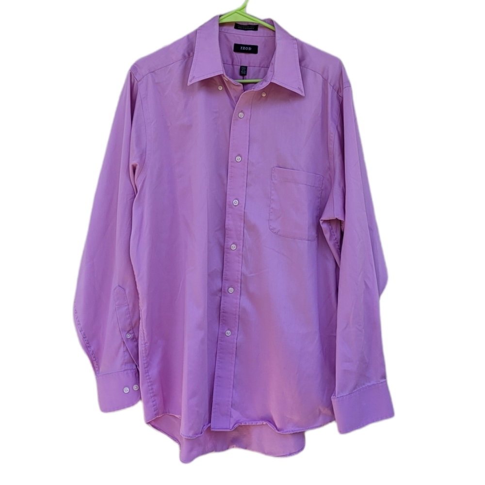 IZOD Mens Purple 100% Cotton Twill Longsleeve Button Down Shirt L